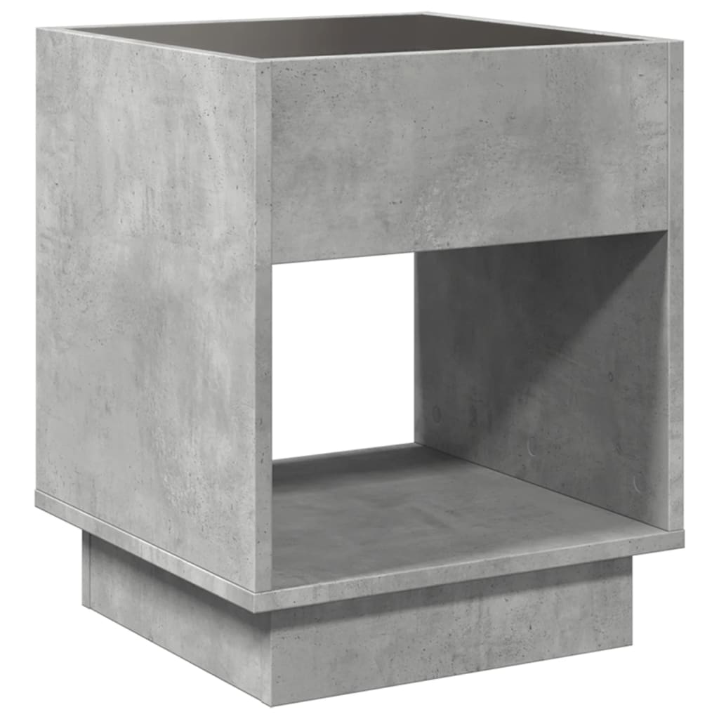 Coffee Table with Infinity LED Concrete Grey 40x40x50 cm