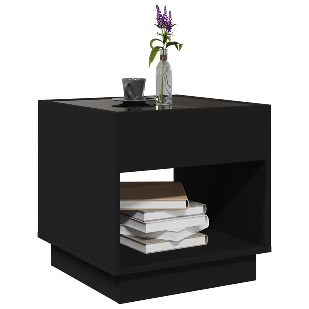 Coffee Table with Infinity LED Black 50x50x50 cm