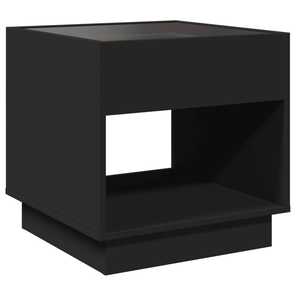 Coffee Table with Infinity LED Black 50x50x50 cm