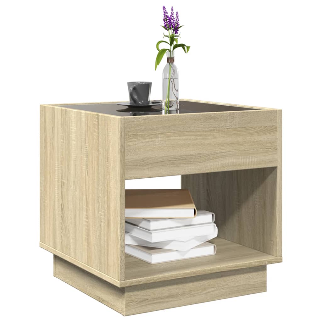 Coffee Table with Infinity LED Sonoma Oak 50x50x50 cm