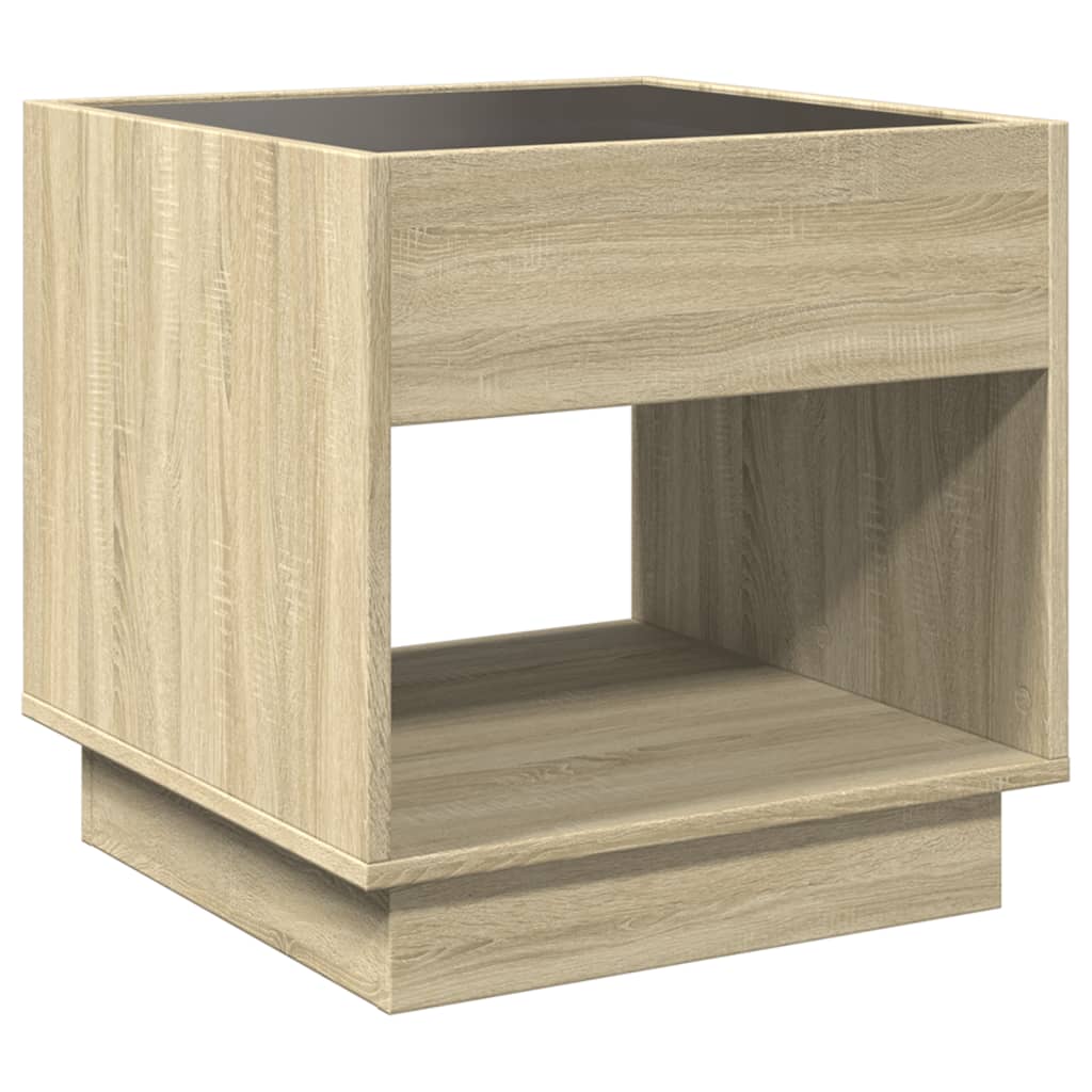 Coffee Table with Infinity LED Sonoma Oak 50x50x50 cm