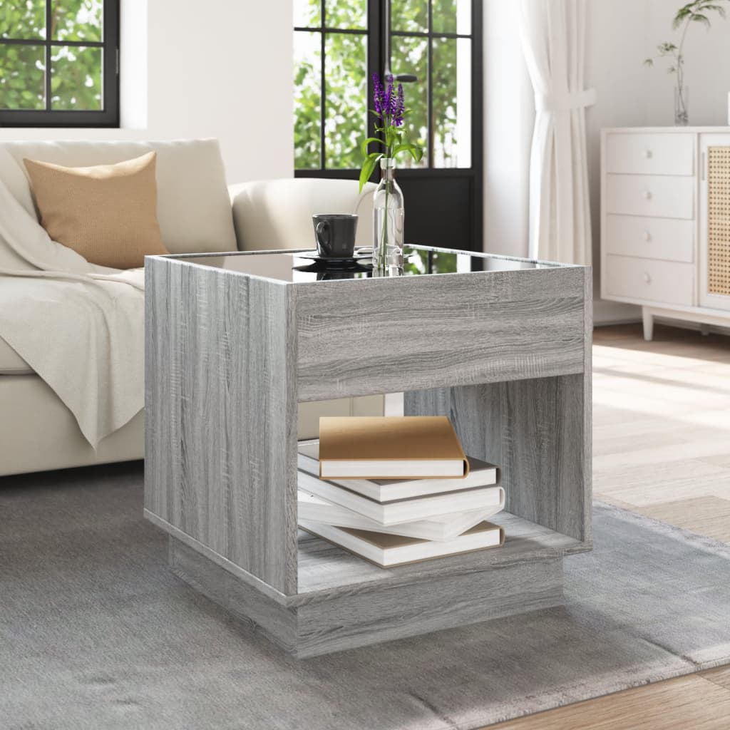Coffee Table with Infinity LED Grey Sonoma 50x50x50 cm