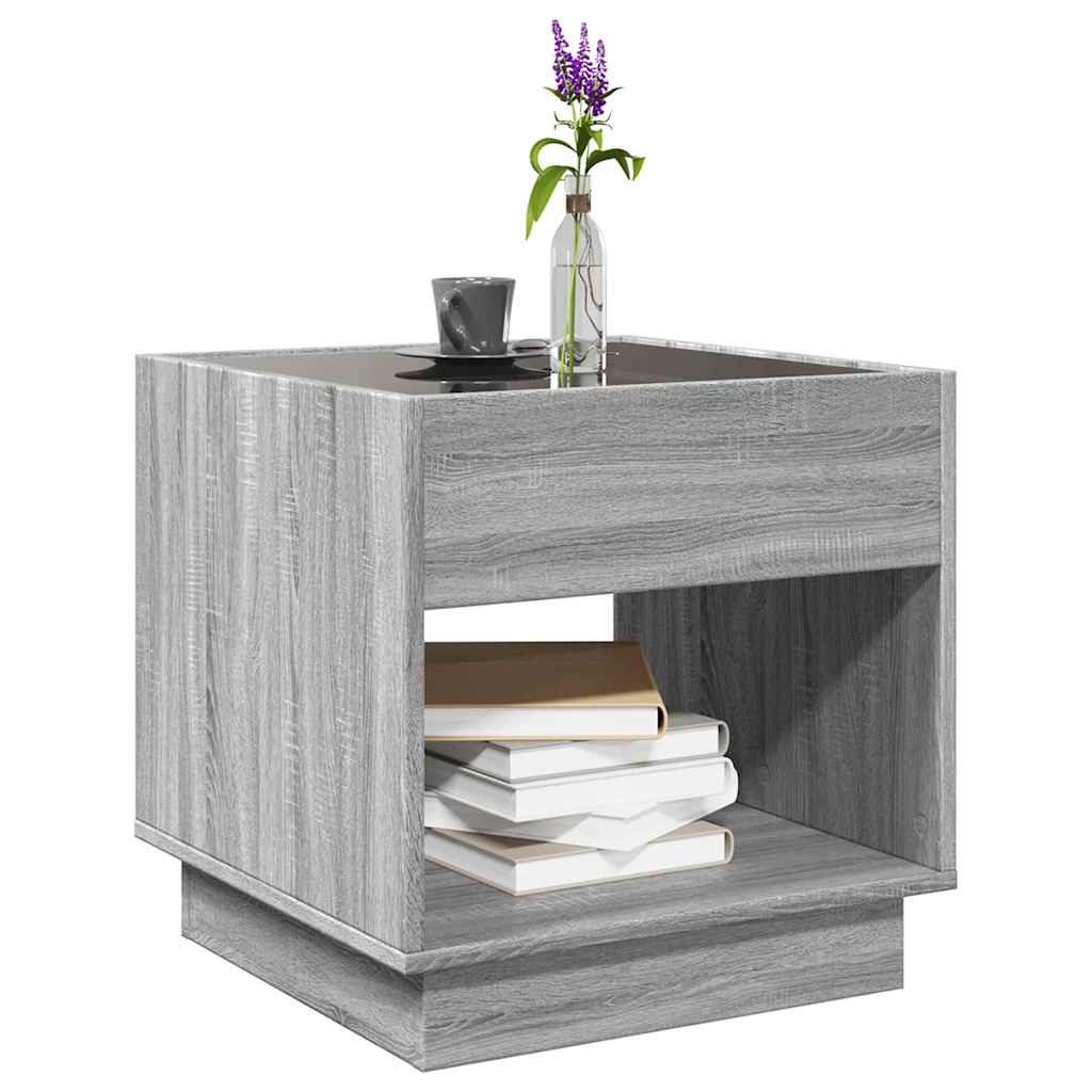 Coffee Table with Infinity LED Grey Sonoma 50x50x50 cm