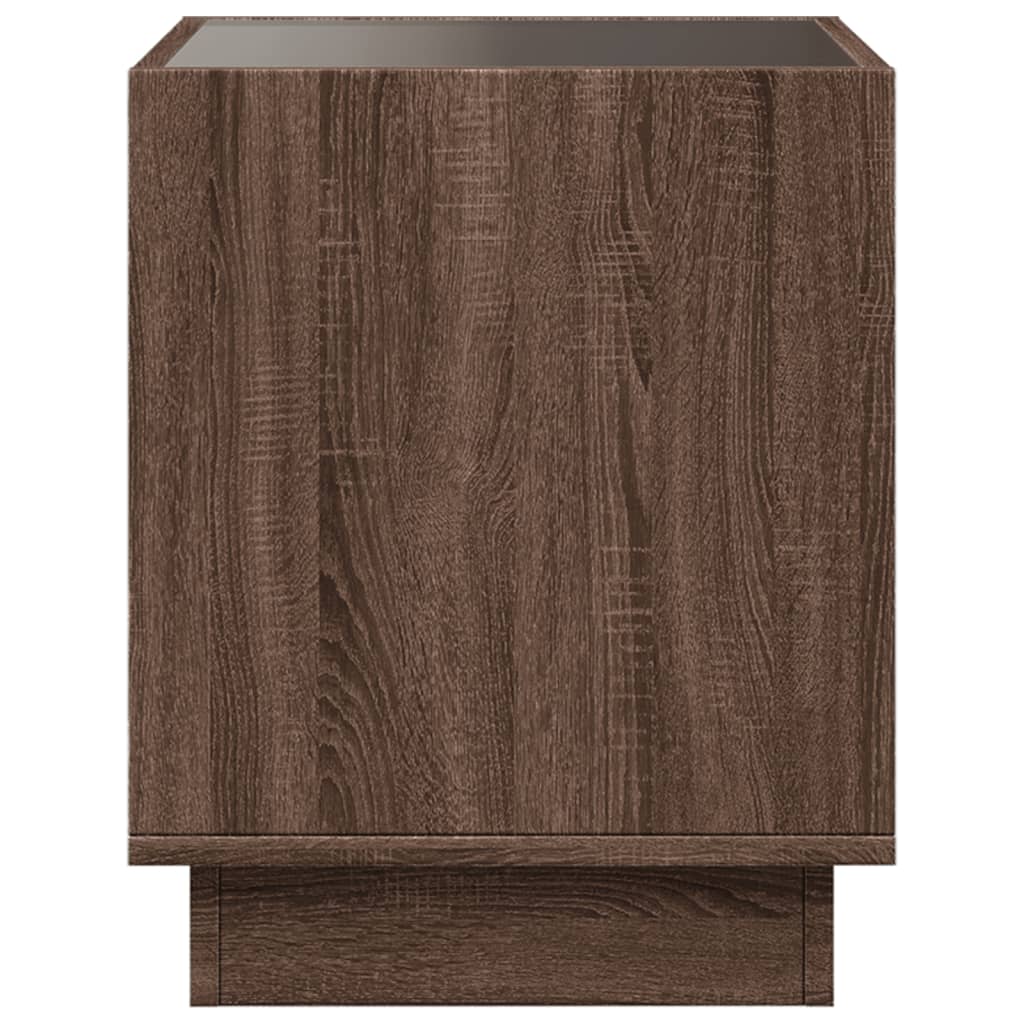 Coffee Table with Infinity LED Brown Oak 50x50x50 cm
