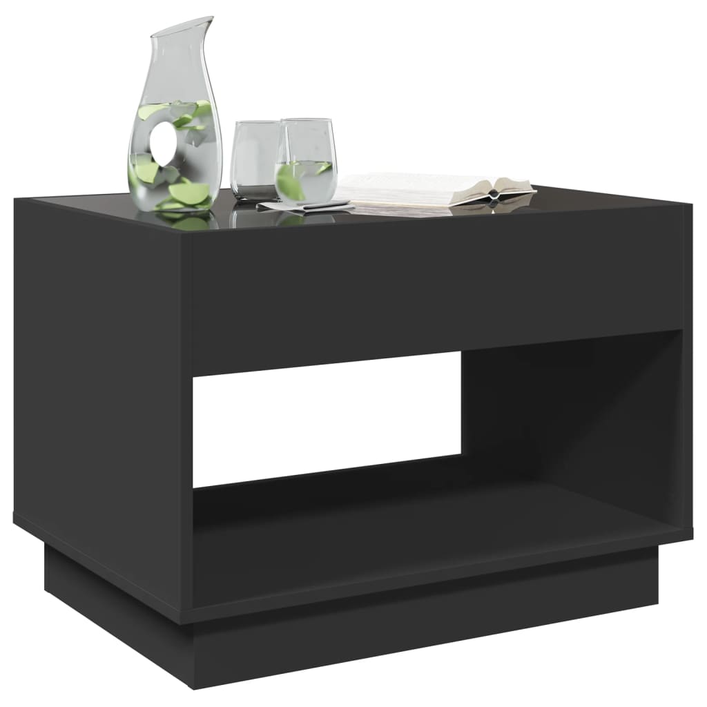 Coffee Table with Infinity LED Black 70x50x50 cm