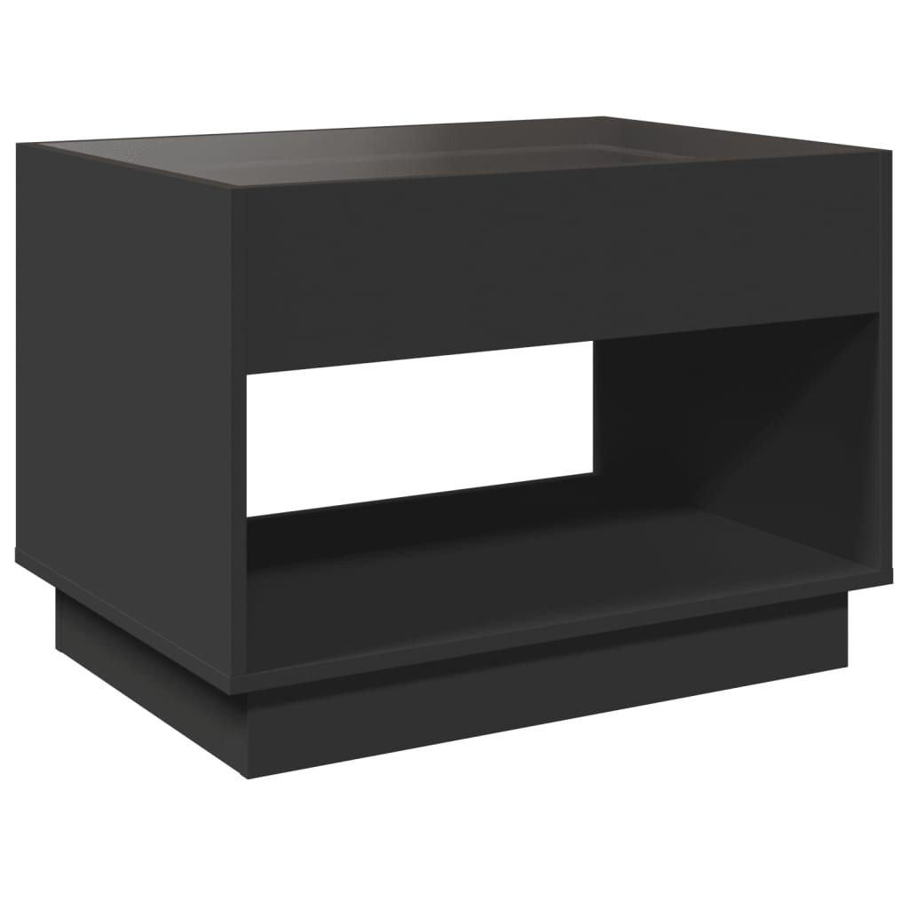 Coffee Table with Infinity LED Black 70x50x50 cm