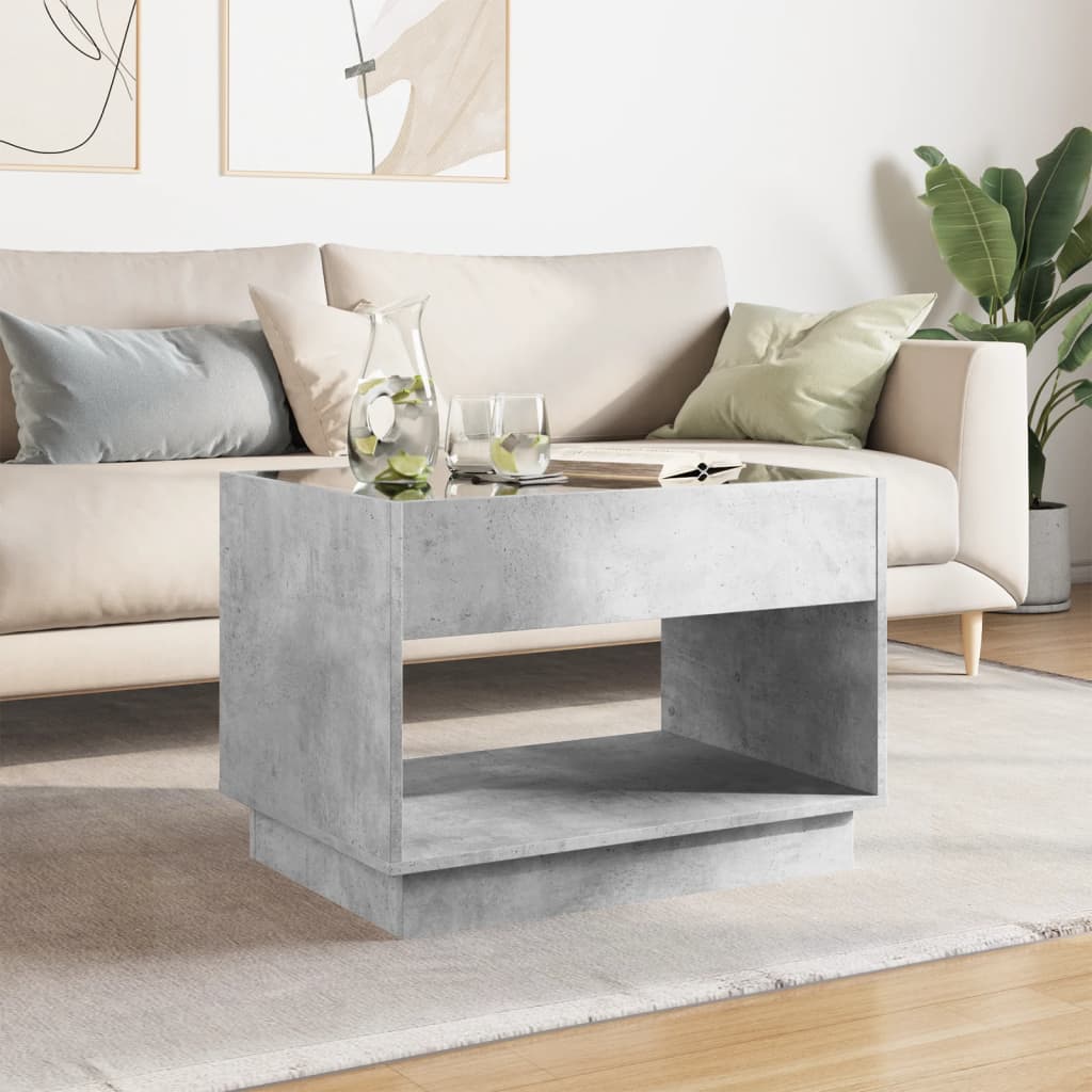 Coffee Table with Infinity LED Concrete Grey 70x50x50 cm