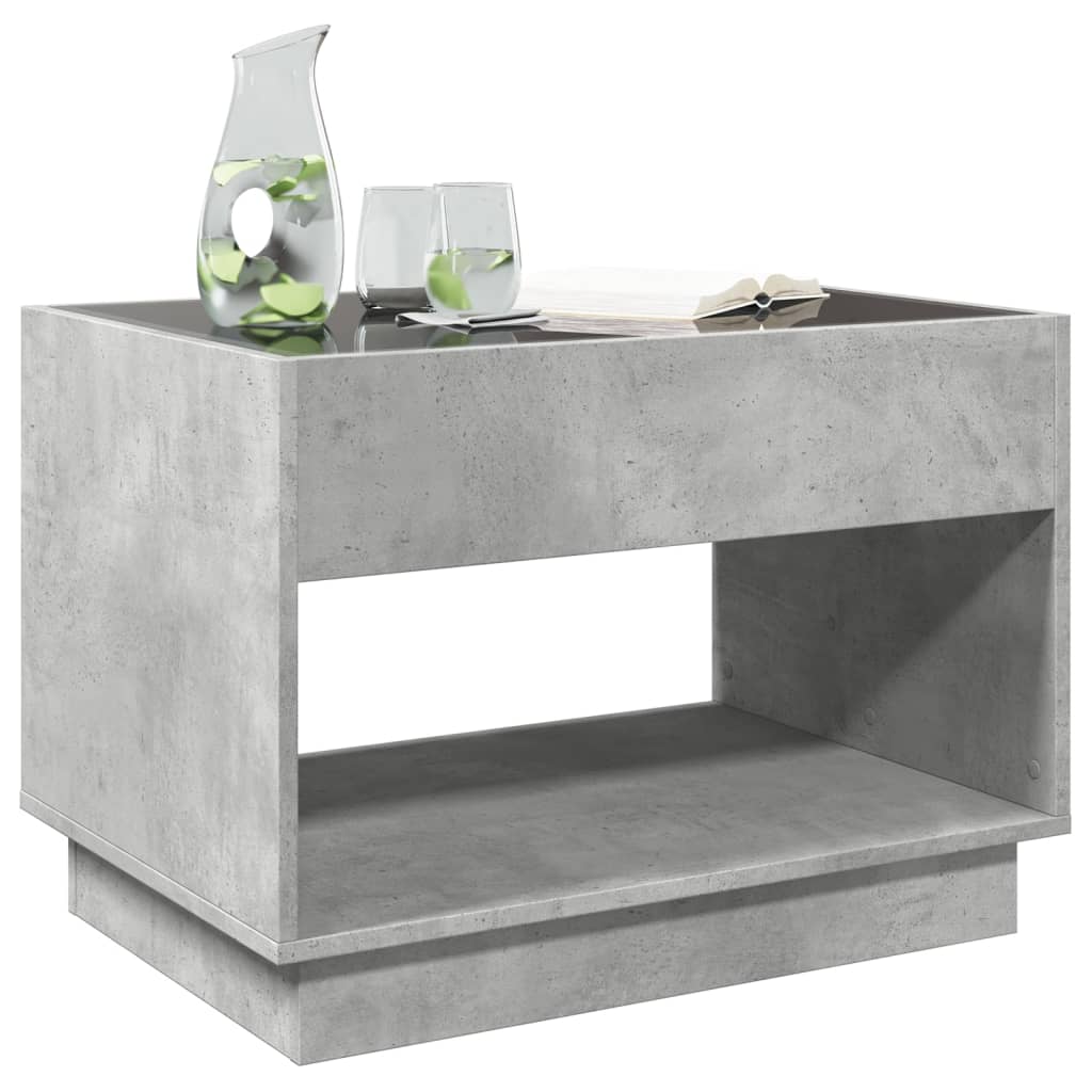 Coffee Table with Infinity LED Concrete Grey 70x50x50 cm