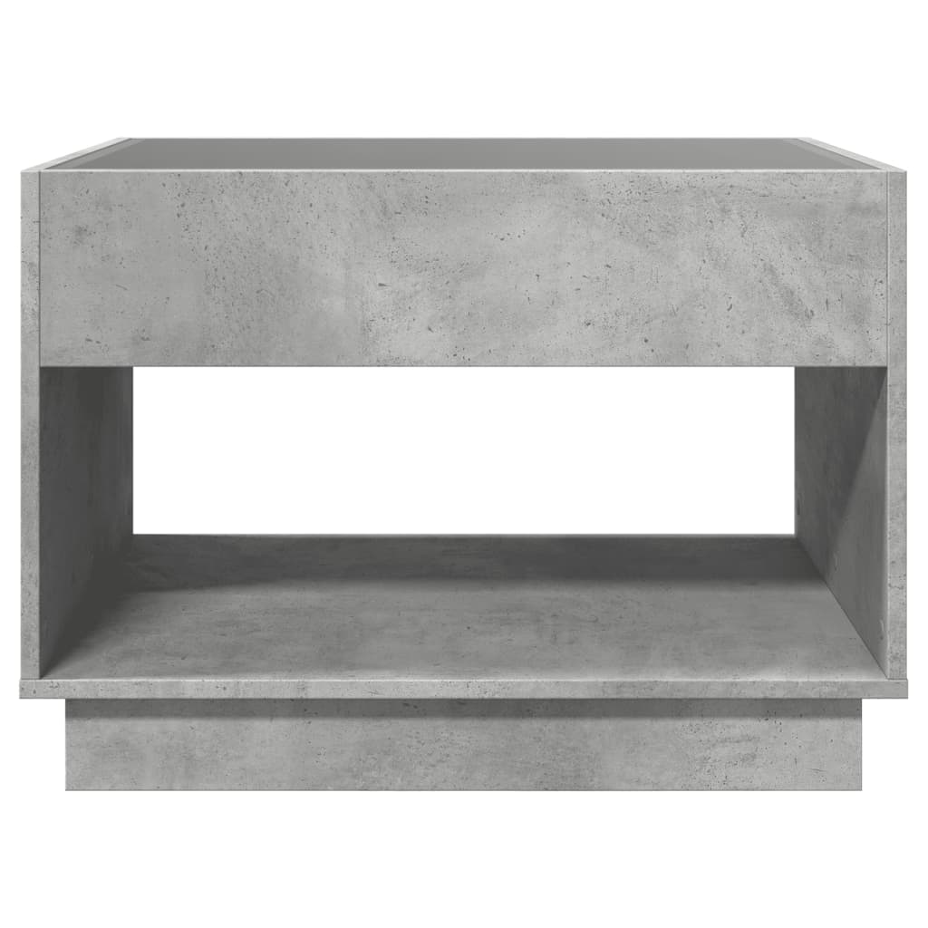 Coffee Table with Infinity LED Concrete Grey 70x50x50 cm