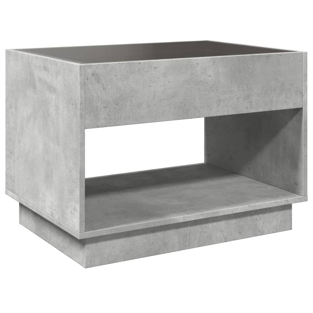 Coffee Table with Infinity LED Concrete Grey 70x50x50 cm