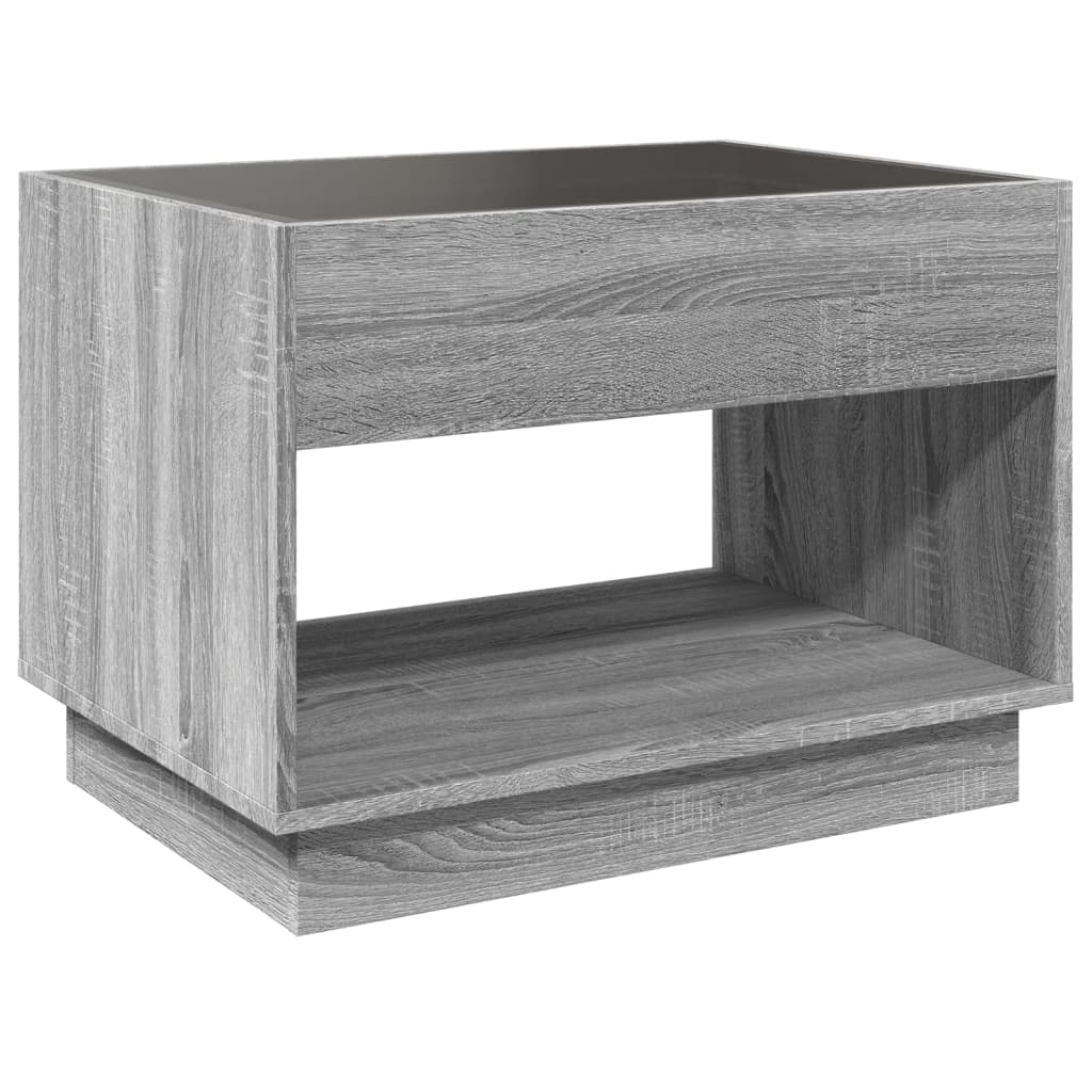 Coffee Table with Infinity LED Grey Sonoma 70x50x50 cm