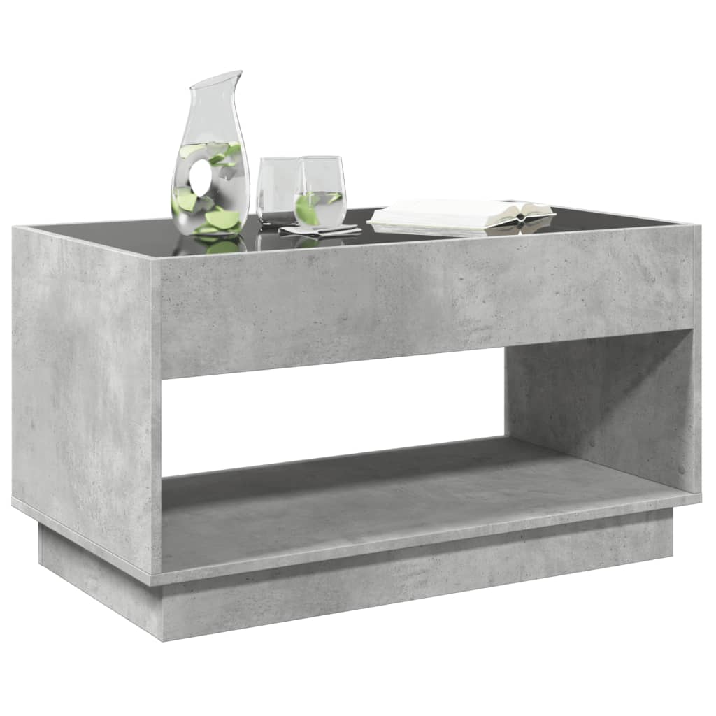 Coffee Table with Infinity LED Concrete Grey 90x50x50 cm
