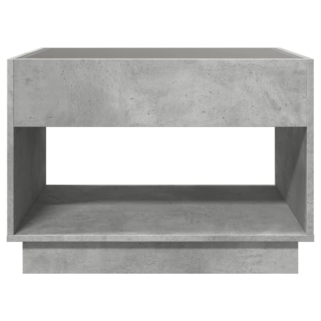 Coffee Table with Infinity LED Concrete Grey 90x50x50 cm