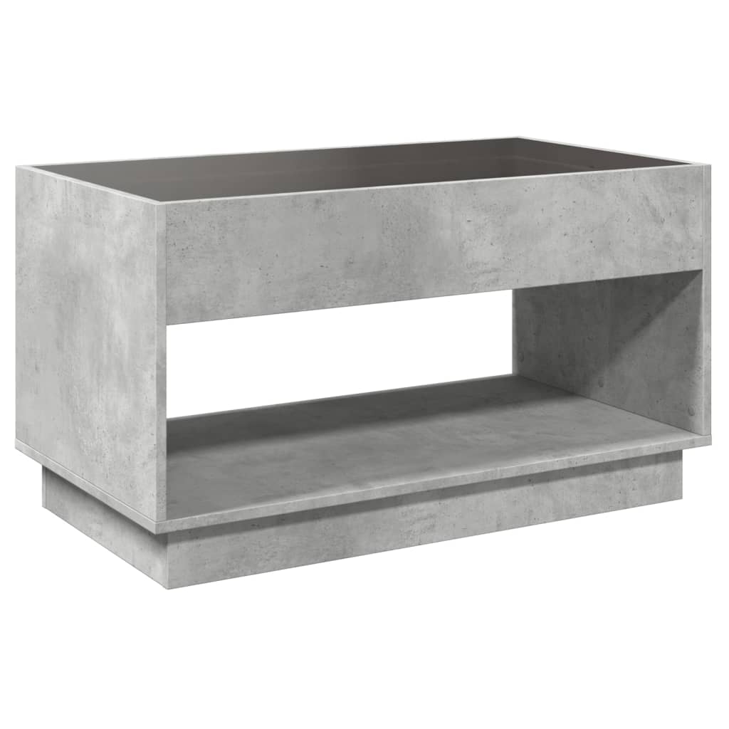 Coffee Table with Infinity LED Concrete Grey 90x50x50 cm