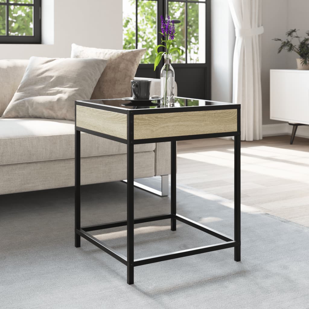 Coffee Table with Infinity LED Sonoma Oak 40x40x51 cm