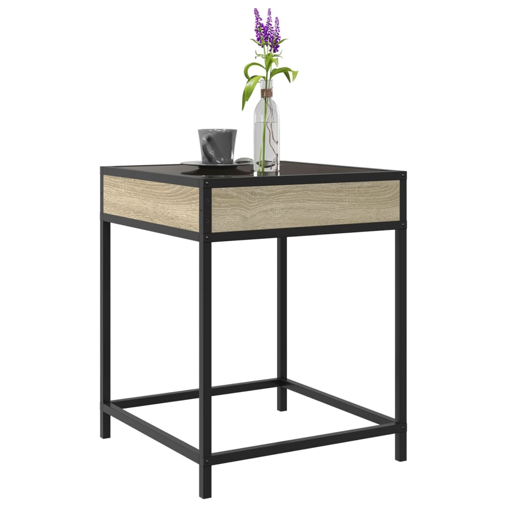 Coffee Table with Infinity LED Sonoma Oak 40x40x51 cm