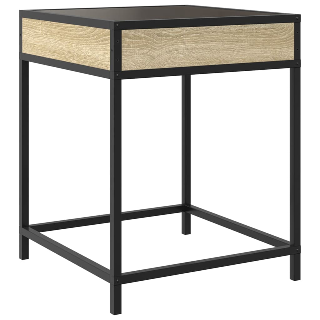 Coffee Table with Infinity LED Sonoma Oak 40x40x51 cm