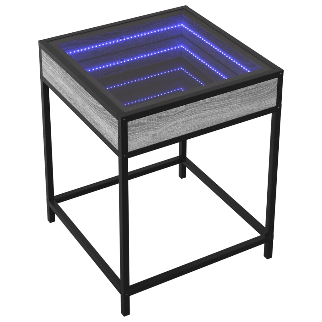 Coffee Table with Infinity LED Grey Sonoma 40x40x51 cm