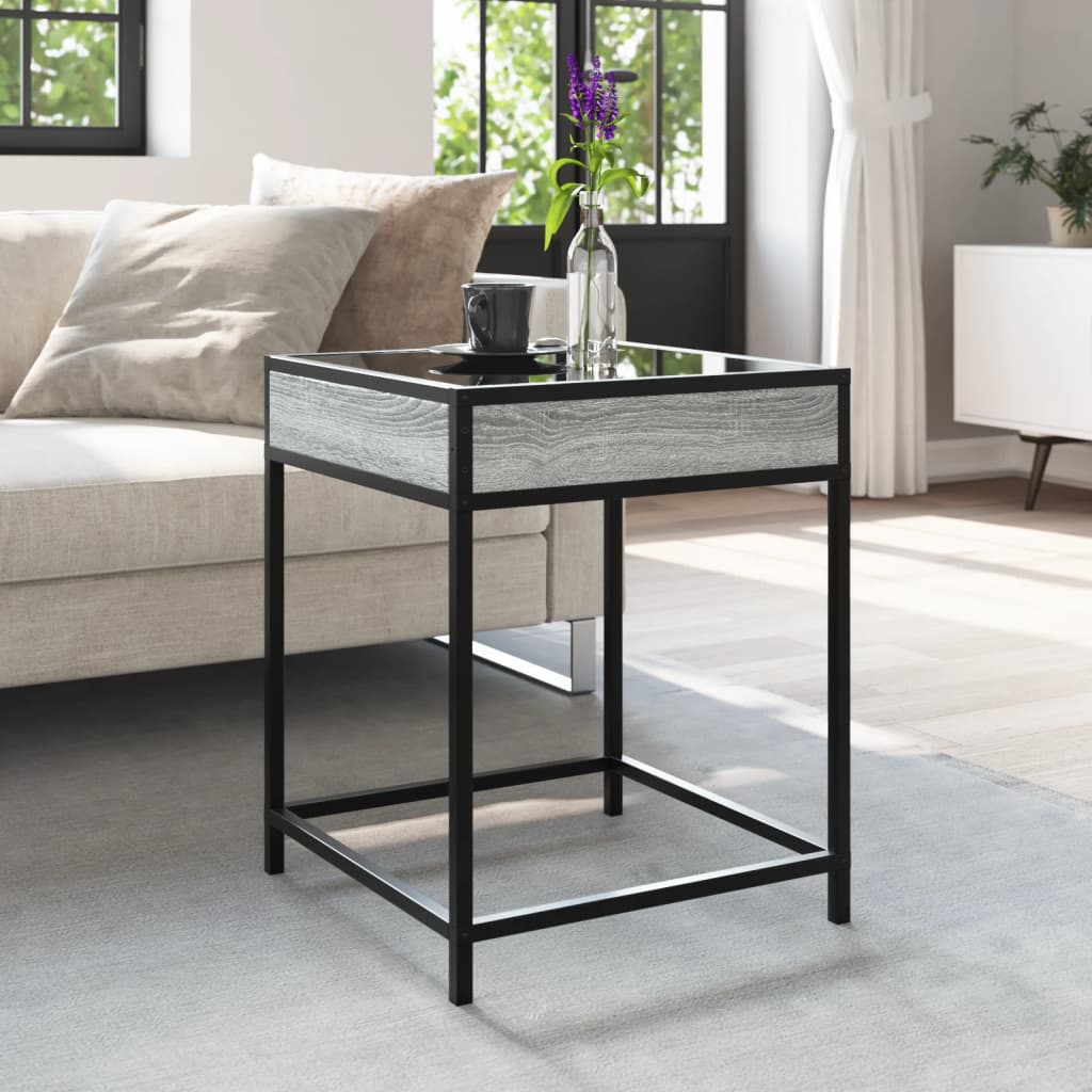 Coffee Table with Infinity LED Grey Sonoma 40x40x51 cm