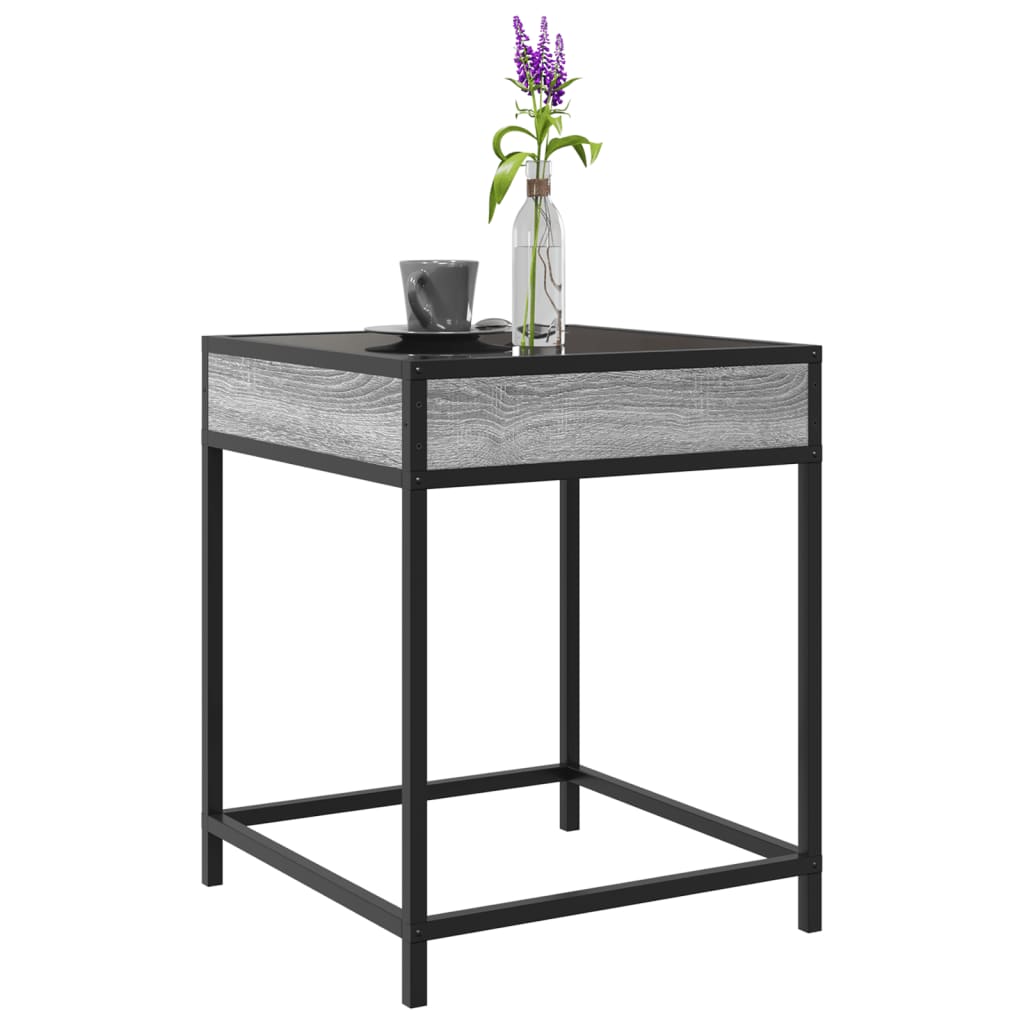 Coffee Table with Infinity LED Grey Sonoma 40x40x51 cm