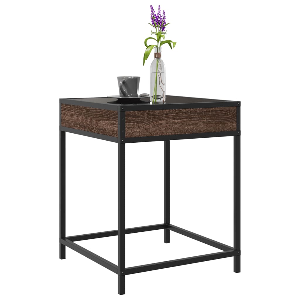 Coffee Table with Infinity LED Brown Oak 40x40x51 cm