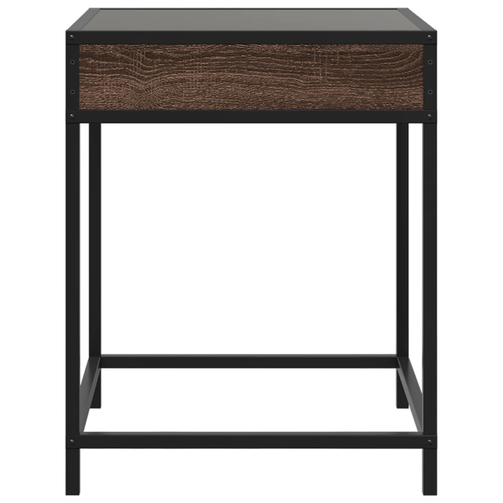 Coffee Table with Infinity LED Brown Oak 40x40x51 cm