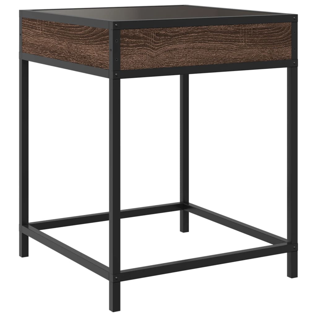 Coffee Table with Infinity LED Brown Oak 40x40x51 cm