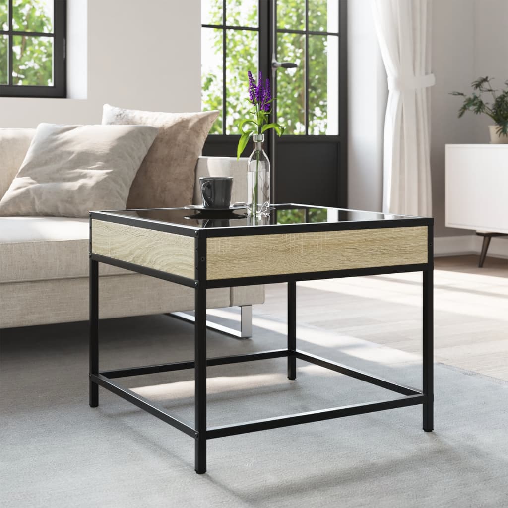 Coffee Table with Infinity LED Sonoma Oak 50x50x41 cm