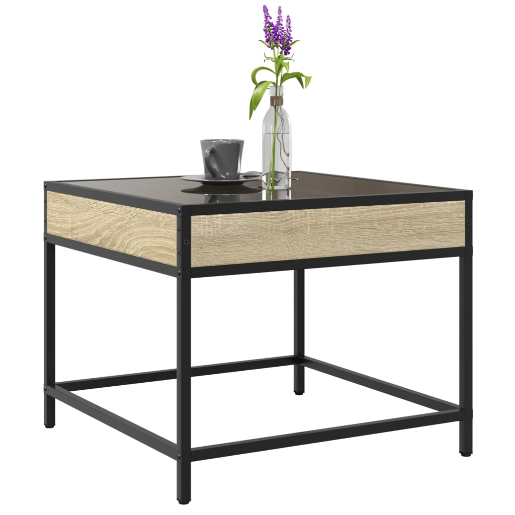 Coffee Table with Infinity LED Sonoma Oak 50x50x41 cm