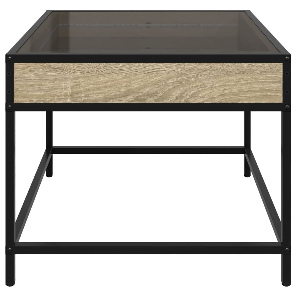Coffee Table with Infinity LED Sonoma Oak 50x50x41 cm