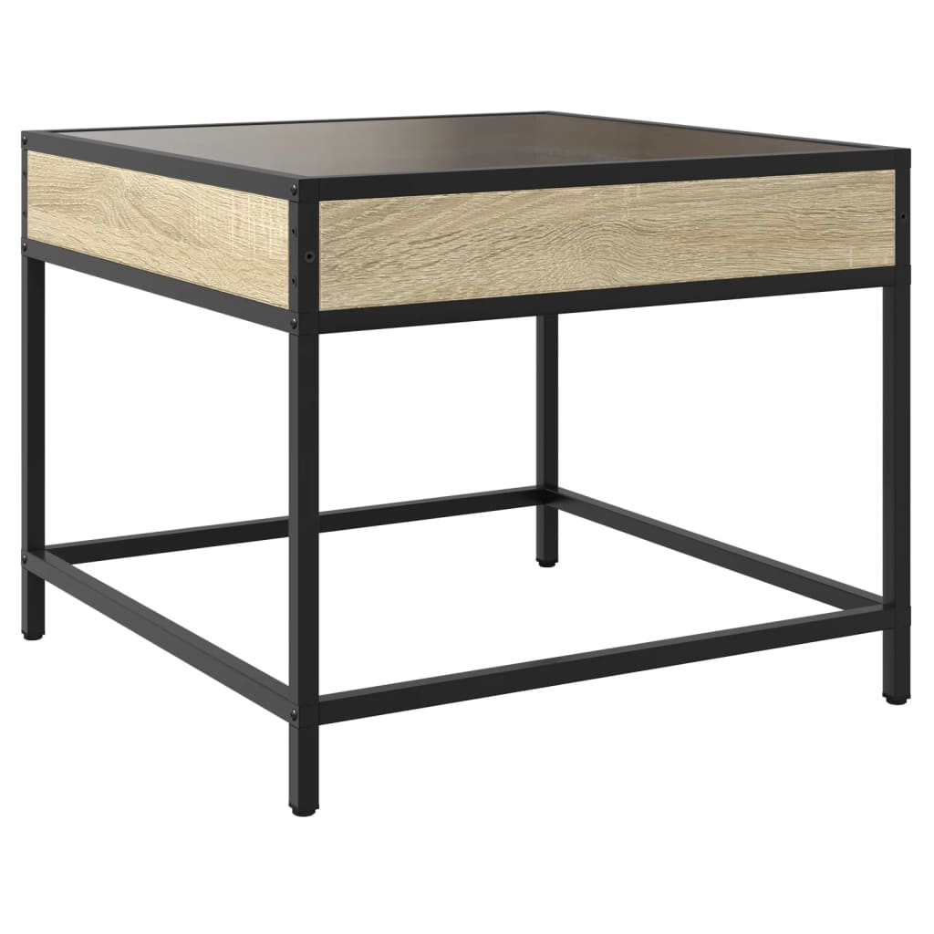 Coffee Table with Infinity LED Sonoma Oak 50x50x41 cm
