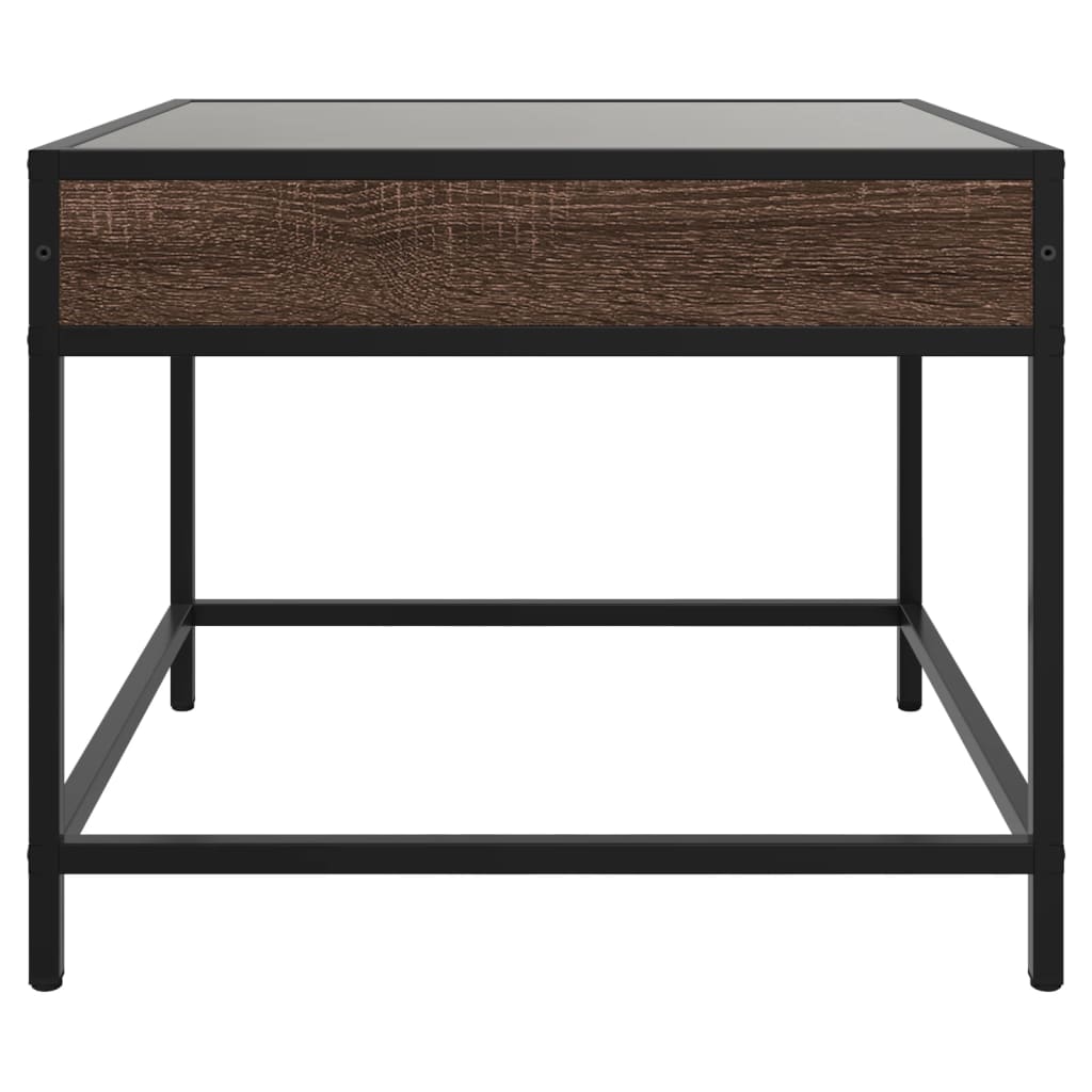 Coffee Table with Infinity LED Brown Oak 50x50x41 cm