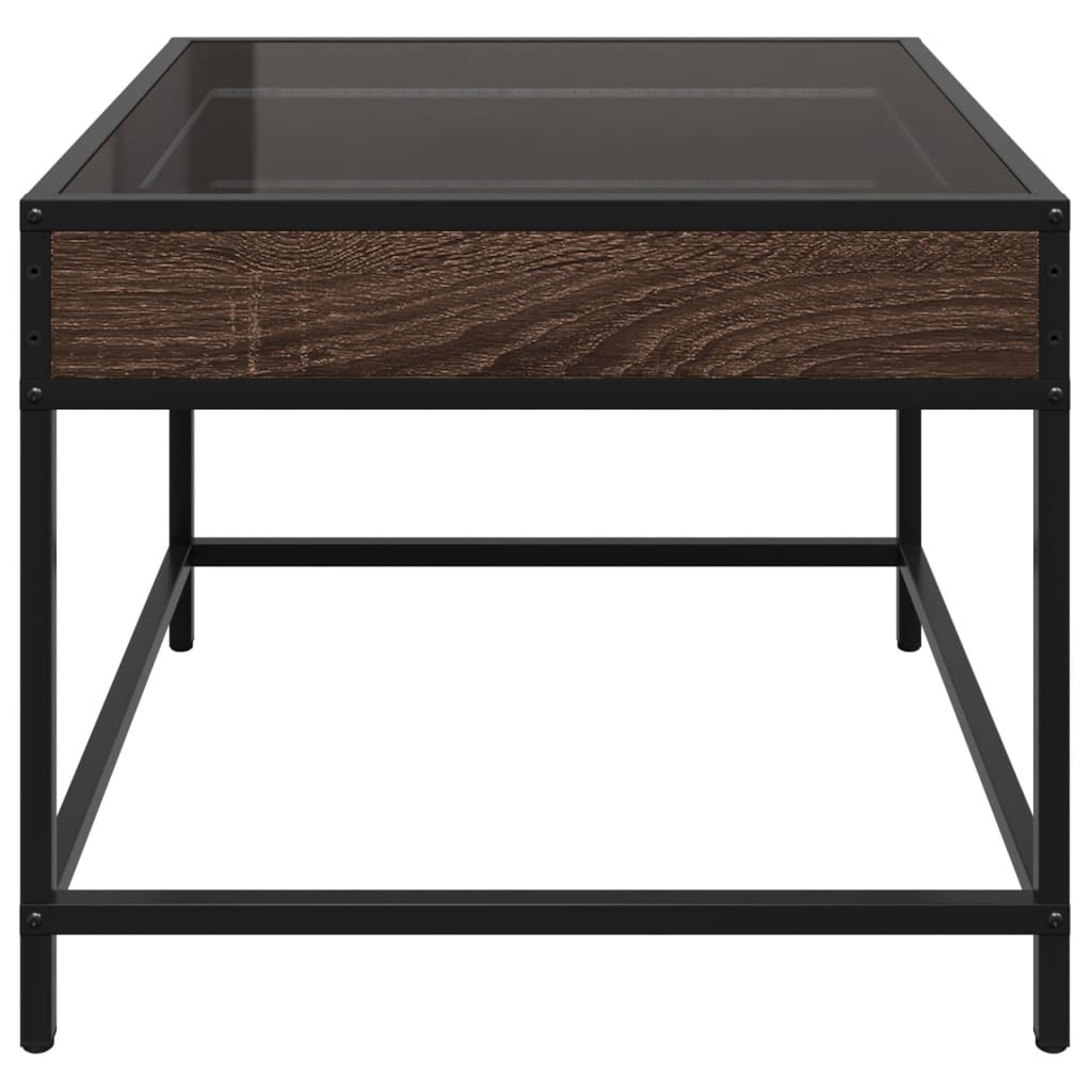 Coffee Table with Infinity LED Brown Oak 50x50x41 cm