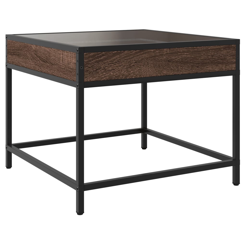 Coffee Table with Infinity LED Brown Oak 50x50x41 cm