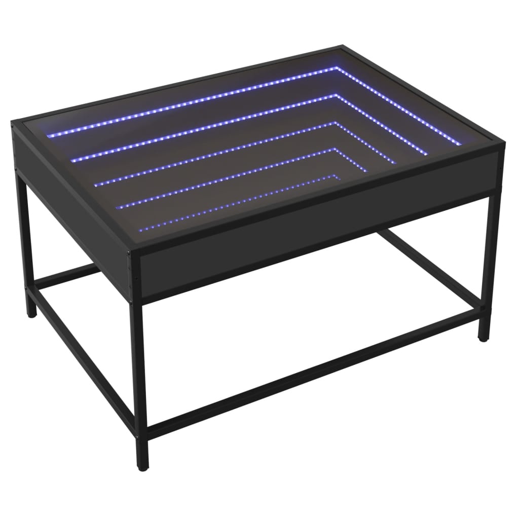 Coffee Table with Infinity LED Black 70x50x41 cm