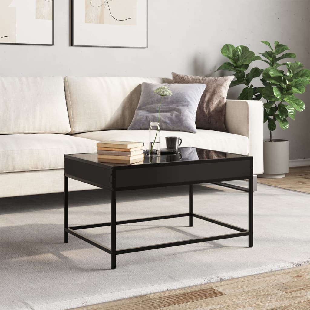 Coffee Table with Infinity LED Black 70x50x41 cm