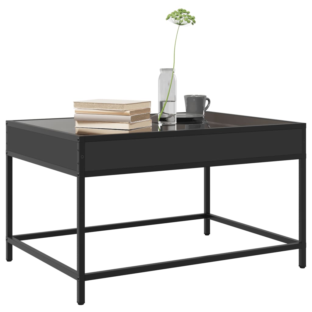 Coffee Table with Infinity LED Black 70x50x41 cm