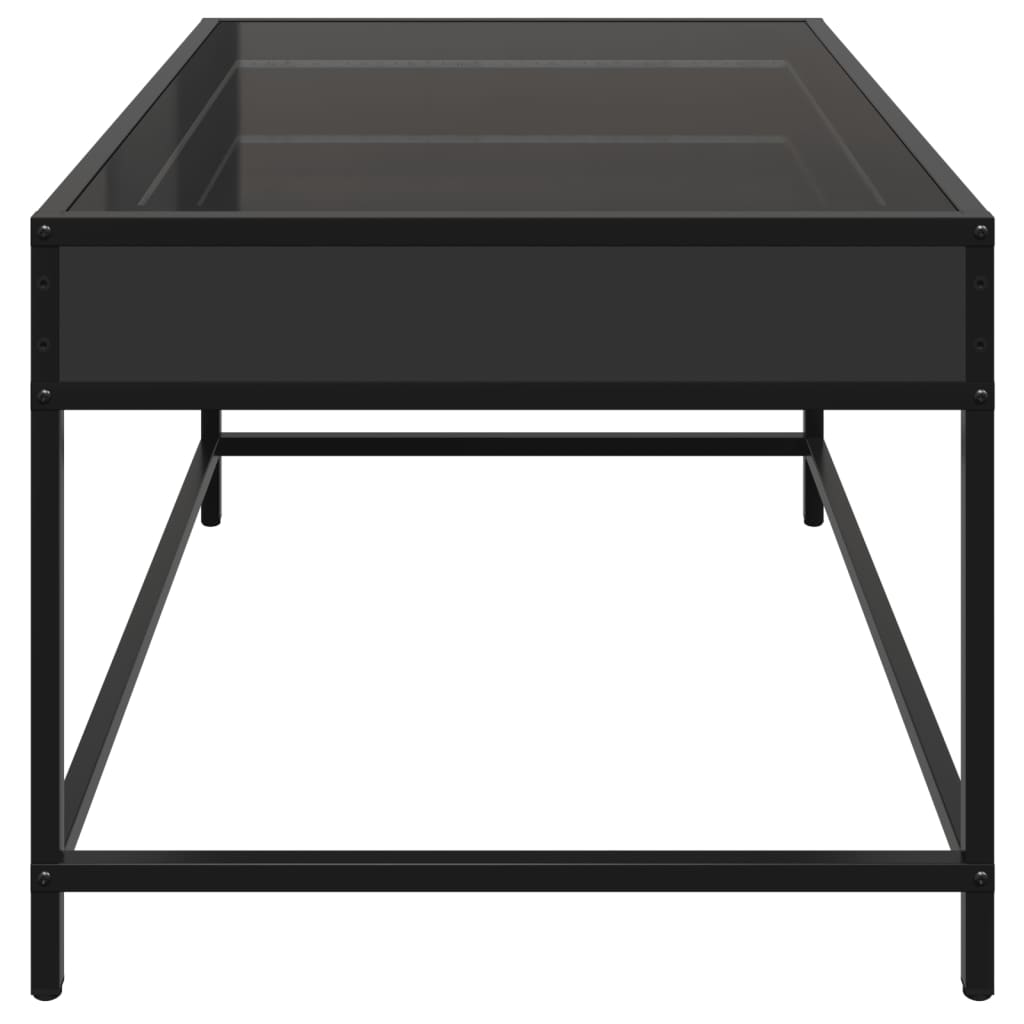 Coffee Table with Infinity LED Black 70x50x41 cm
