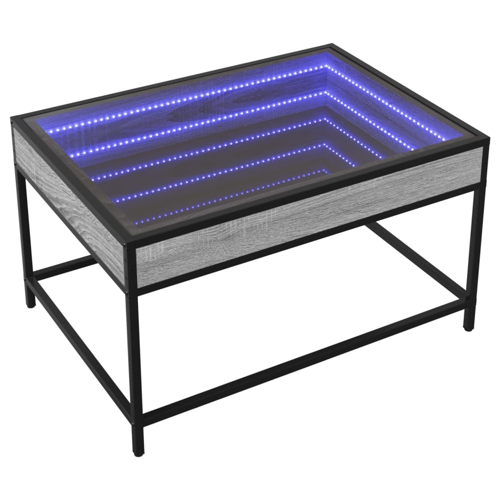 Coffee Table with Infinity LED Grey Sonoma 70x50x41 cm