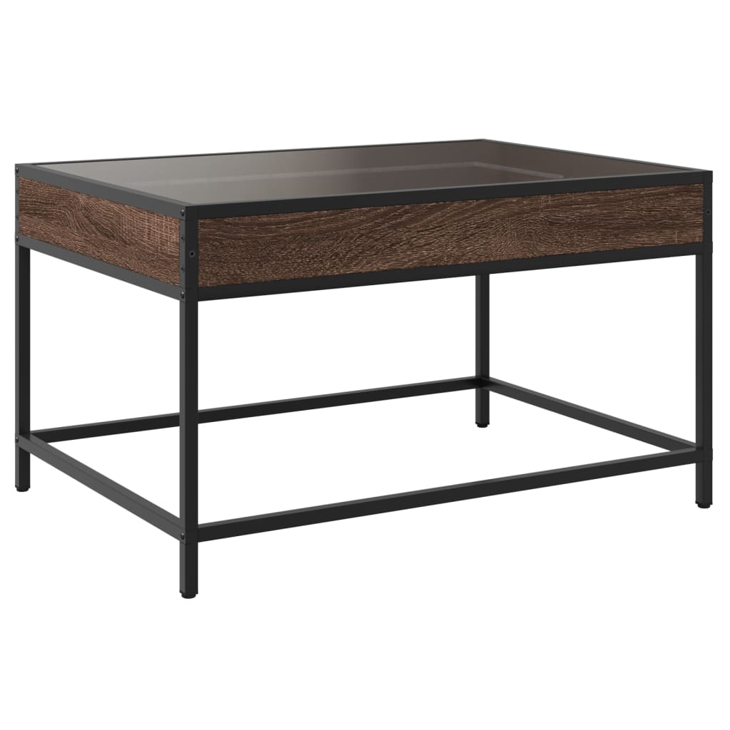 Coffee Table with Infinity LED Brown Oak 70x50x41 cm