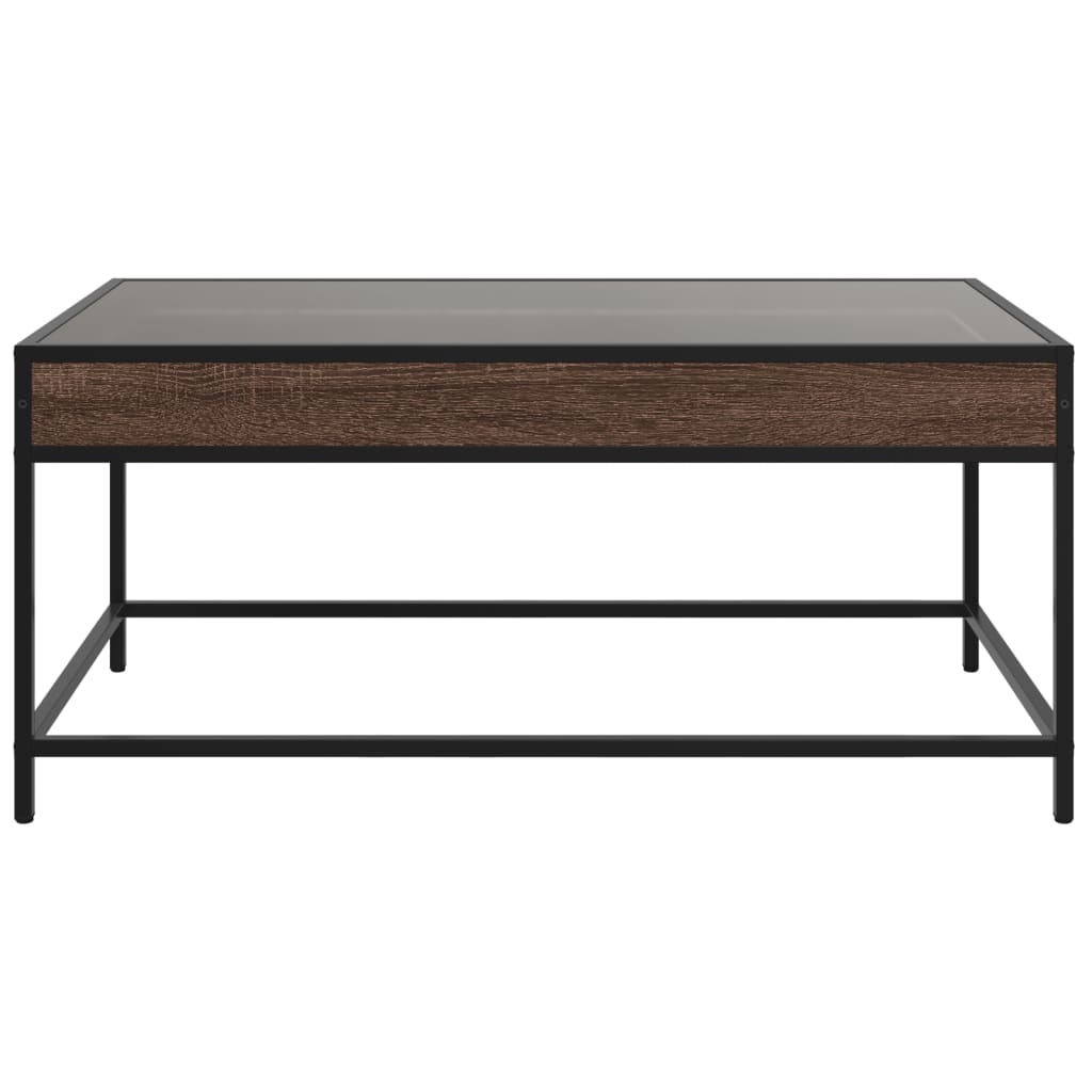 Coffee Table with Infinity LED Brown Oak 90x50x41 cm