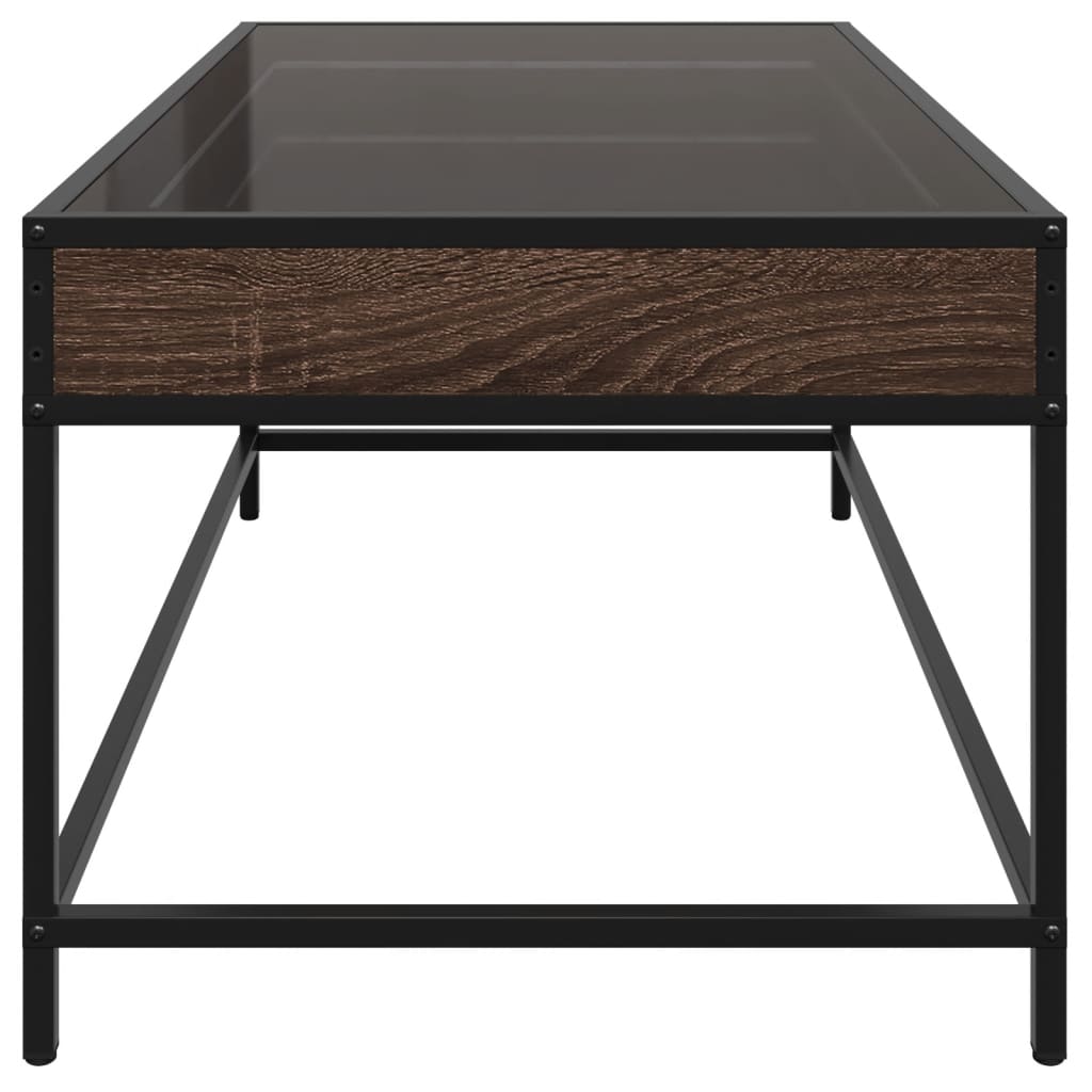 Coffee Table with Infinity LED Brown Oak 90x50x41 cm