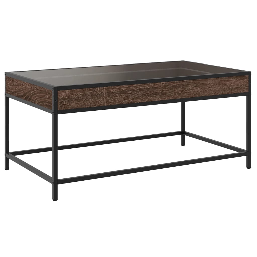 Coffee Table with Infinity LED Brown Oak 90x50x41 cm