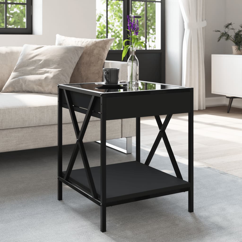 Coffee Table with Infinity LED Black 40x40x49 cm