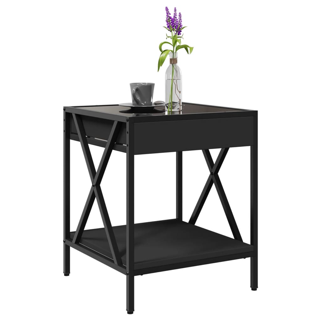Coffee Table with Infinity LED Black 40x40x49 cm