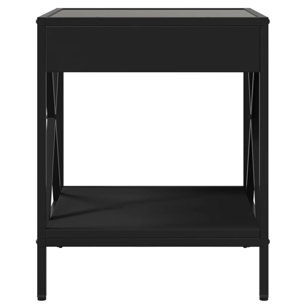 Coffee Table with Infinity LED Black 40x40x49 cm