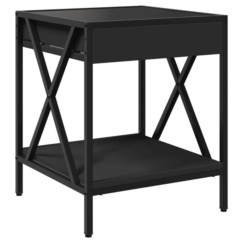 Coffee Table with Infinity LED Black 40x40x49 cm