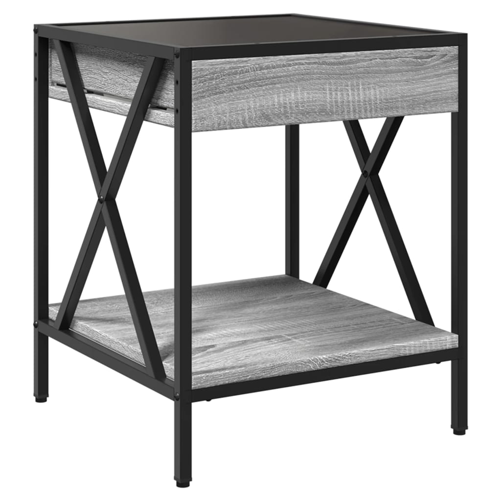 Coffee Table with Infinity LED Grey Sonoma 40x40x49 cm
