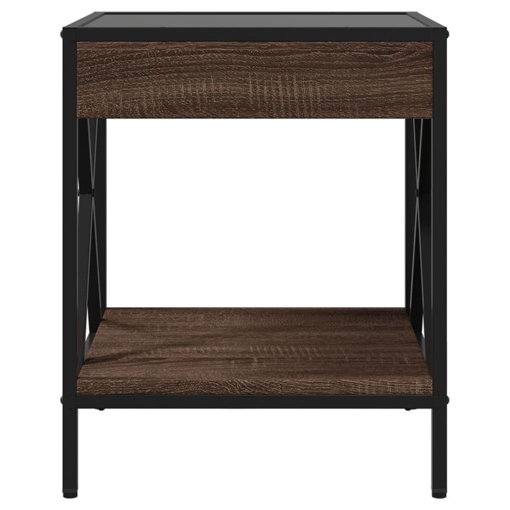 Coffee Table with Infinity LED Brown Oak 40x40x49 cm