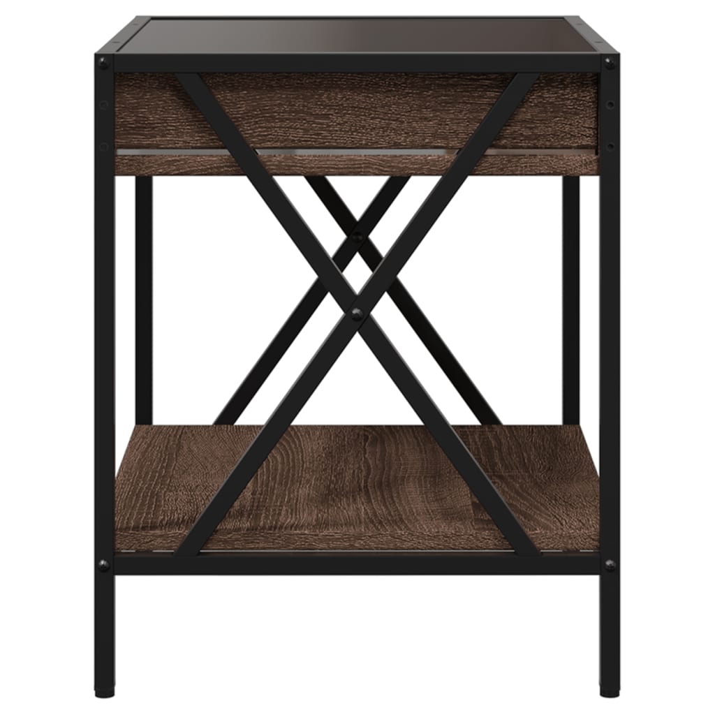 Coffee Table with Infinity LED Brown Oak 40x40x49 cm